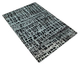 5x8 Hand Knotted Black and Silver Modern Abstract Recycled Silk Area Rug