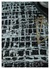 5x8 Hand Knotted Black and Silver Modern Abstract Recycled Silk Area Rug