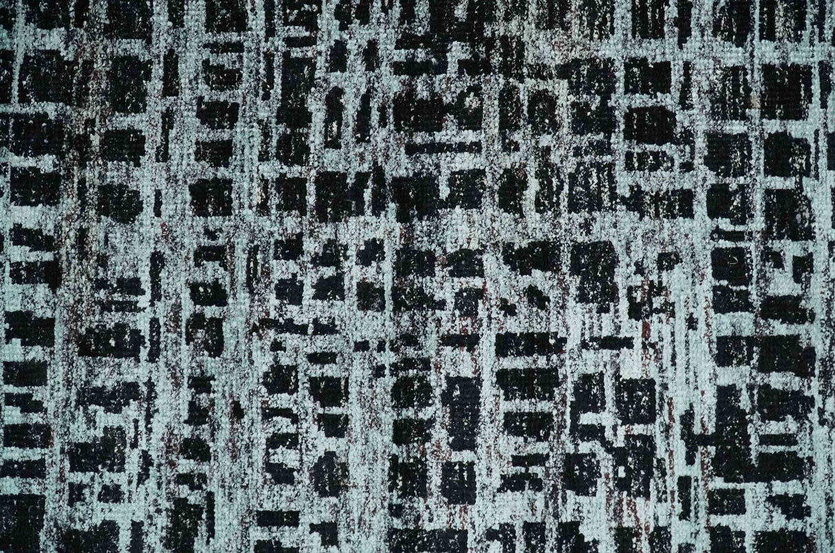 5x8 Hand Knotted Black and Silver Modern Abstract Recycled Silk Area Rug