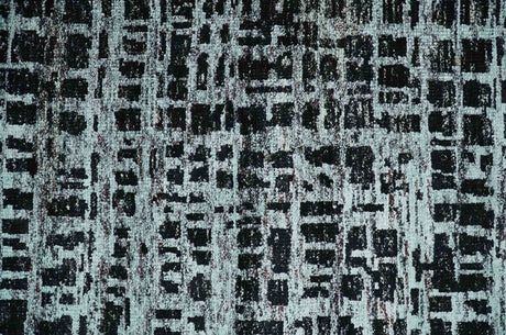 5x8 Hand Knotted Black and Silver Modern Abstract Recycled Silk Area Rug