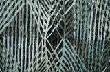 5x8 Hand Knotted Black, Ivory and Teal Modern Contemporary Recycled Silk Area Rug