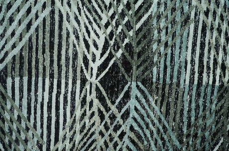 5x8 Hand Knotted Black, Ivory and Teal Modern Contemporary Recycled Silk Area Rug