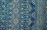 5x8 Hand Knotted Blue and Ivory Modern Contemporary Southwestern Tribal Trellis Recycled Silk Area Rug