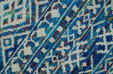 5x8 Hand Knotted Blue and Ivory Modern Contemporary Southwestern Tribal Trellis Recycled Silk Area Rug