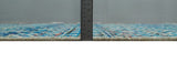 5x8 Hand Knotted Blue and Ivory Modern Contemporary Southwestern Tribal Trellis Recycled Silk Area Rug