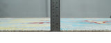 5x8 Hand Knotted Blue, Silver and Red Contemporary Recycled Silk Area Rug