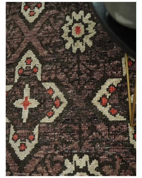 5x8 Hand Knotted Brown, Beige and Rust Antique Style Contemporary Bamboo Silk Area Rug