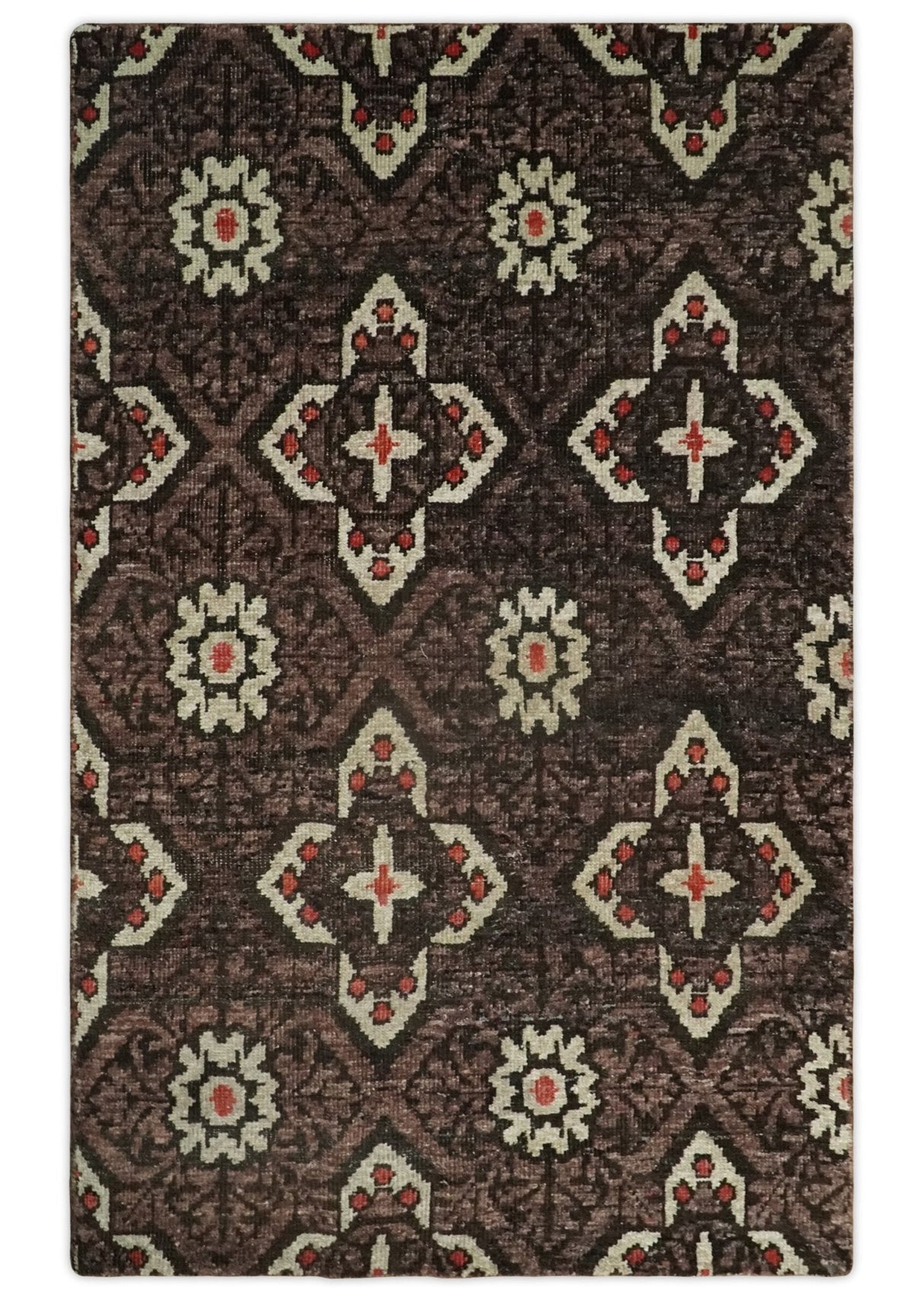 5x8 Hand Knotted Brown, Beige and Rust Antique Style Contemporary Bamboo Silk Area Rug