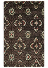 5x8 Hand Knotted Brown, Beige and Rust Antique Style Contemporary Bamboo Silk Area Rug