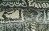 5x8 Hand Knotted Charcoal, Blue and Ivory Antique Persian Style Contemporary Bamboo Silk Area Rug | OP88