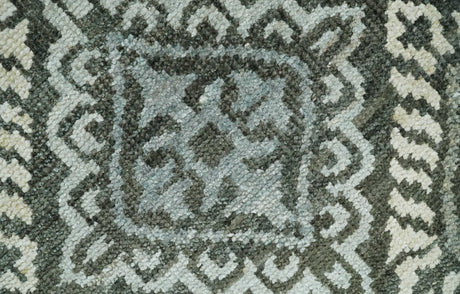 5x8 Hand Knotted Charcoal, Blue and Ivory Contemporary Bamboo Silk Area Rug