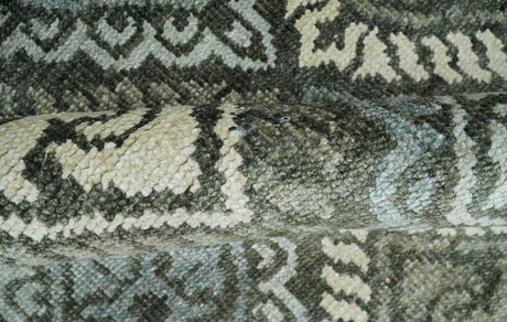 5x8 Hand Knotted Charcoal, Blue and Ivory Contemporary Bamboo Silk Area Rug