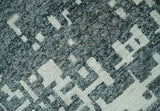 5x8 Hand Knotted Gray, Charcoal and Ivory Modern Abstract Contemporary Recycled art silk Area Rug