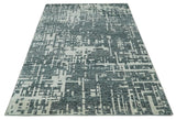 5x8 Hand Knotted Gray, Charcoal and Ivory Modern Abstract Contemporary Recycled art silk Area Rug-Area Rug-Parc Decor