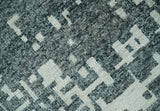 5x8 Hand Knotted Gray, Charcoal and Ivory Modern Abstract Contemporary Recycled art silk Area Rug-Area Rug-Parc Decor