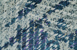 5x8 Hand Knotted Ivory And Blue and Modern Contemporary Recycled Silk Area Rug
