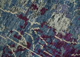 5x8 Hand Knotted Ivory, Blue and Purple Modern Abstract Recycled Silk Area Rug