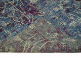 5x8 Hand Knotted Ivory, Blue and Purple Modern Abstract Recycled Silk Area Rug