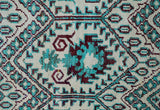 5x8 Hand Knotted Ivory, Blue and Red Antique Contemporary Bamboo Silk Area Rug