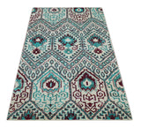 5x8 Hand Knotted Ivory, Blue and Red Antique Contemporary Bamboo Silk Area Rug