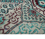 5x8 Hand Knotted Ivory, Blue and Red Antique Contemporary Bamboo Silk Area Rug