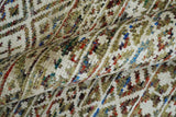 5x8 Hand Knotted Ivory, Olive and Rust Modern Contemporary Recycled Silk Area Rug
