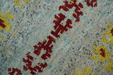 5x8 Hand Knotted Ivory, Red and Yellow Recycled Silk Area Rug