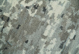 5x8 hand knotted Modern Abstract Beige, Silver, Taupe and Charcoal wool Area Rug