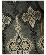 5x8 Hand Knotted Moss Green, Beige and Black Antique Persian Style Recycled Silk Area Rug