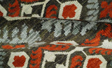 5x8 Hand Knotted Moss Green, Ivory and Rust Contemporary Recycled Silk Area Rug