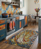 5x8 Hand Knotted Multicolor Modern Abstract Recycled Silk Area Rug