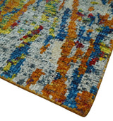 5x8 Hand Knotted Multicolor Modern Abstract Recycled Silk Area Rug