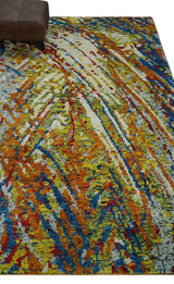 5x8 Hand Knotted Multicolor Modern Abstract Recycled Silk Area Rug