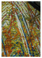 5x8 Hand Knotted Multicolor Modern Abstract Recycled Silk Area Rug