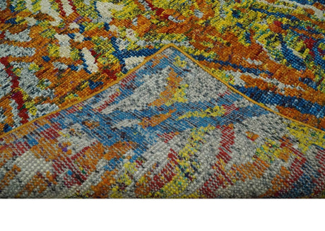 5x8 Hand Knotted Multicolor Modern Abstract Recycled Silk Area Rug