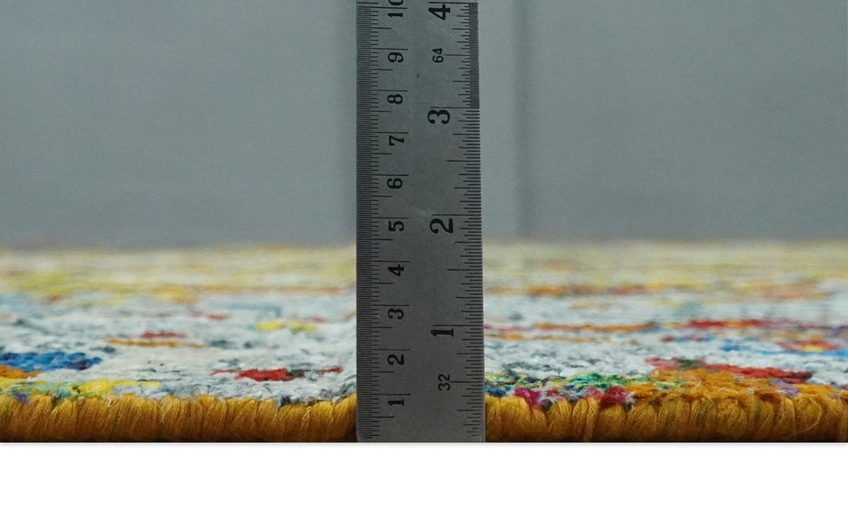 5x8 Hand Knotted Multicolor Modern Abstract Recycled Silk Area Rug