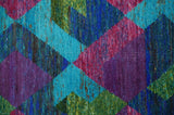 5x8 Hand Knotted Multicolor Modern Geometric Recycled Silk Area Rug
