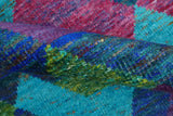 5x8 Hand Knotted Multicolor Modern Geometric Recycled Silk Area Rug