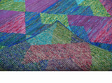 5x8 Hand Knotted Multicolor Modern Geometric Recycled Silk Area Rug