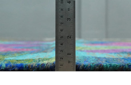 5x8 Hand Knotted Multicolor Modern Geometric Recycled Silk Area Rug