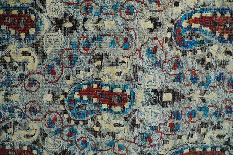 5x8 Hand Knotted Persian Style Ivory And Silver Recycled Silk Area Rug