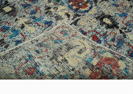 5x8 Hand Knotted Persian Style Ivory And Silver Recycled Silk Area Rug