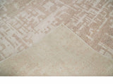 5x8 Hand Knotted Tan and Ivory Modern Abstract Contemporary Recycled Silk Area Rug