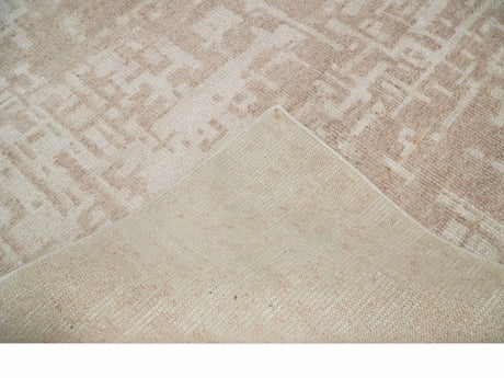 5x8 Hand Knotted Tan and Ivory Modern Abstract Contemporary Recycled Silk Area Rug