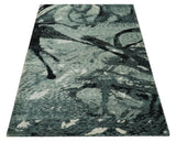5x8 Hand Knotted Teal, Black and Ivory Antique Contemporary Bamboo Silk Area Rug