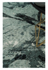 5x8 Hand Knotted Teal, Black and Ivory Antique Contemporary Bamboo Silk Area Rug