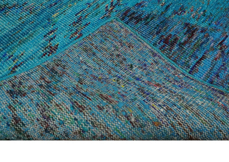 5x8 Hand Knotted Teal Blue and Violet Modern Contemporary Recycled Silk Area Rug