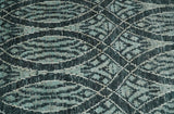 5x8 Hand Knotted Teal, Ivory and Blue Modern Style Recycled Silk Area Rug
