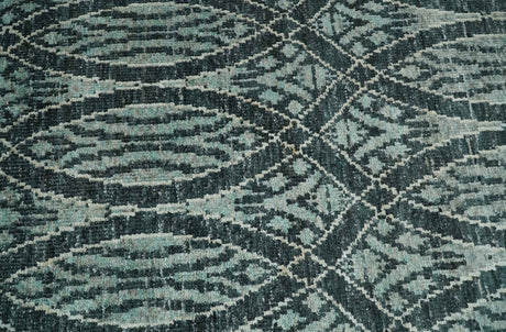5x8 Hand Knotted Teal, Ivory and Blue Modern Style Recycled Silk Area Rug