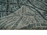 5x8 Hand Knotted Teal, Ivory and Blue Modern Style Recycled Silk Area Rug